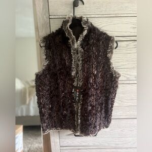 Luxurious Brown Black & Gray Fur Vest by Belle Fare